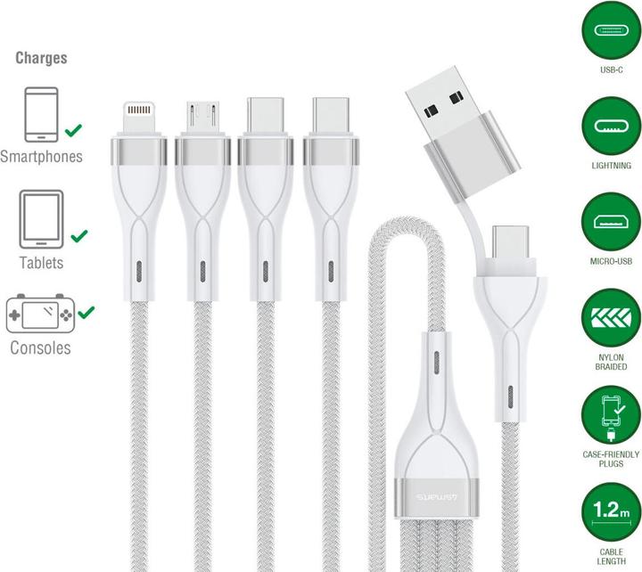 Actual product image 4smarts Multi charging cable 4in2 (1.20 m, USB 2.0, 15 W)