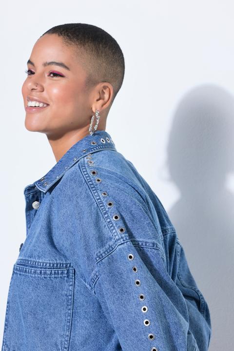 Actual product image Studio Untold Denim shirt, oversize shape, decorative eyelets (58, 60)