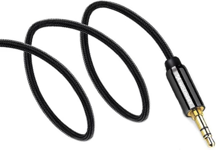 Actual product image Wozinsky AUX cable angled (male-male) mini jack cable 1.5 m black (1.50 m)