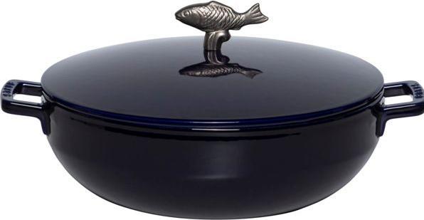 Actual product image Staub 40510-326-0 Fish cocotte 28 cm cast iron Induction-suitable dark blue (28 cm, Casserole + Stewpot, Cast iron)
