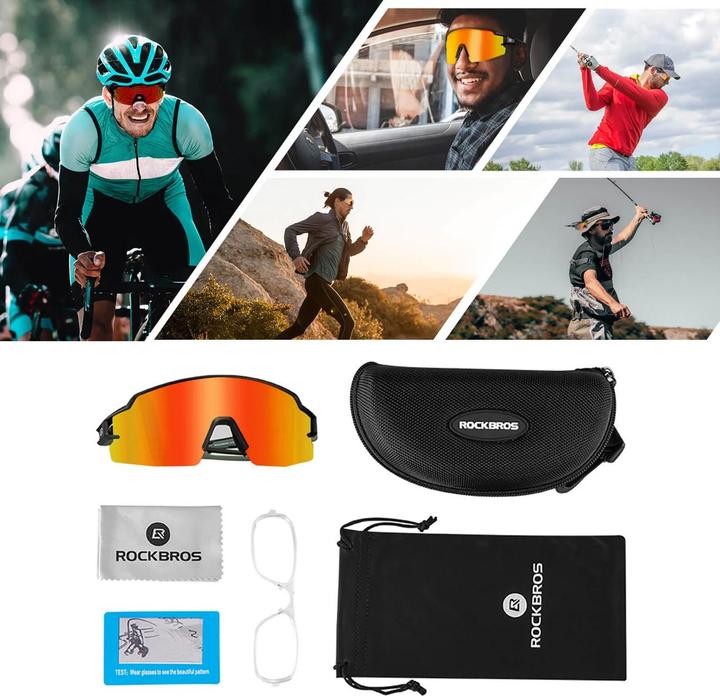 Produktbild Rockbros Cycling Glasses Photochromic UV Protection with Corrective Insert Orange Lenses - Black (Schwarz, Orange)
