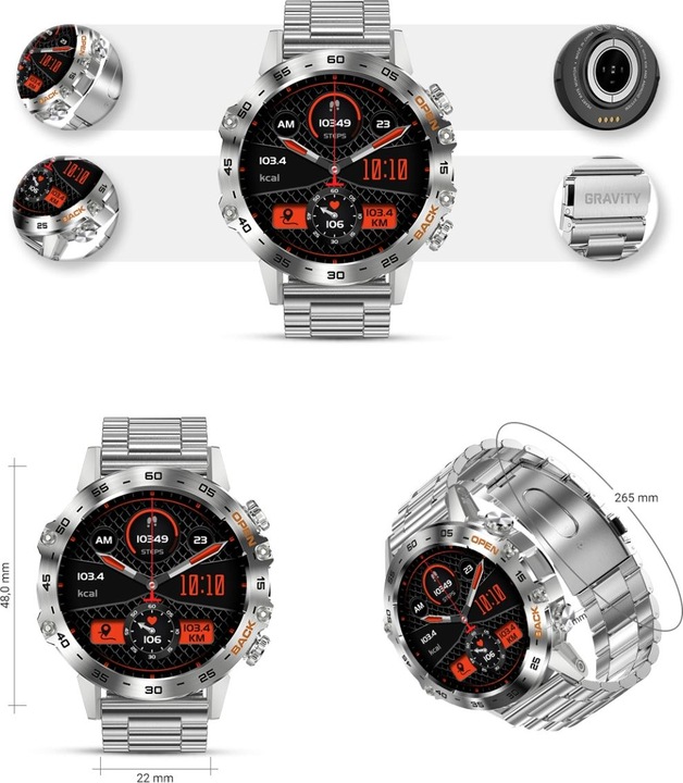 Immagine prodotto Gravity SMARTWATCH MĘSKI GT9-3 - WYKONYWANIE POŁĄCZEŃ, CIŚNIENIOMIERZ (sg021c)