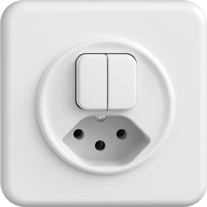 Feller STANDARDdue UP petite combinaison non lumineuse avec interrupteur à double poussoir et T13 blanc