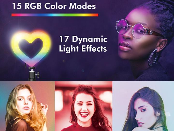 Actual product image LogiLink Heart-shaped LED stand with lighting control 15 RGB colour modes, 17 dynamic lighting effects
