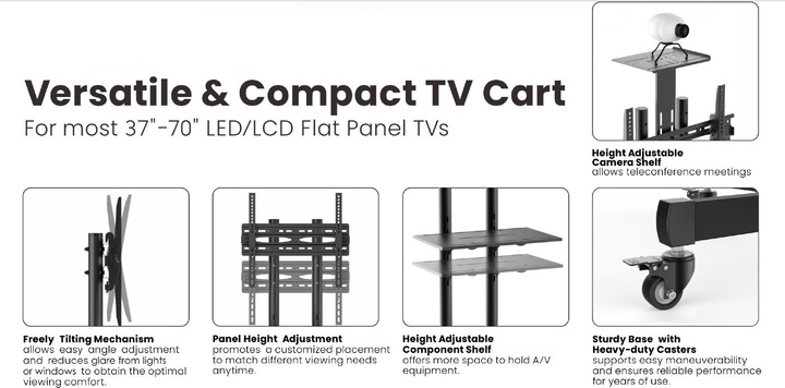 Produktbild equip Multifunktions LCD-TV Wagen (LCD, 70", 50 kg)