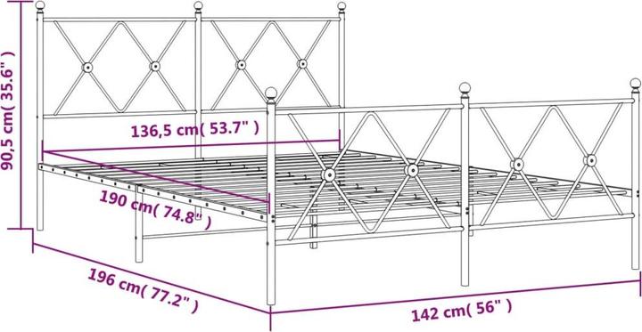 Actual product image vidaXL Bettgestell (137 x 190 cm)
