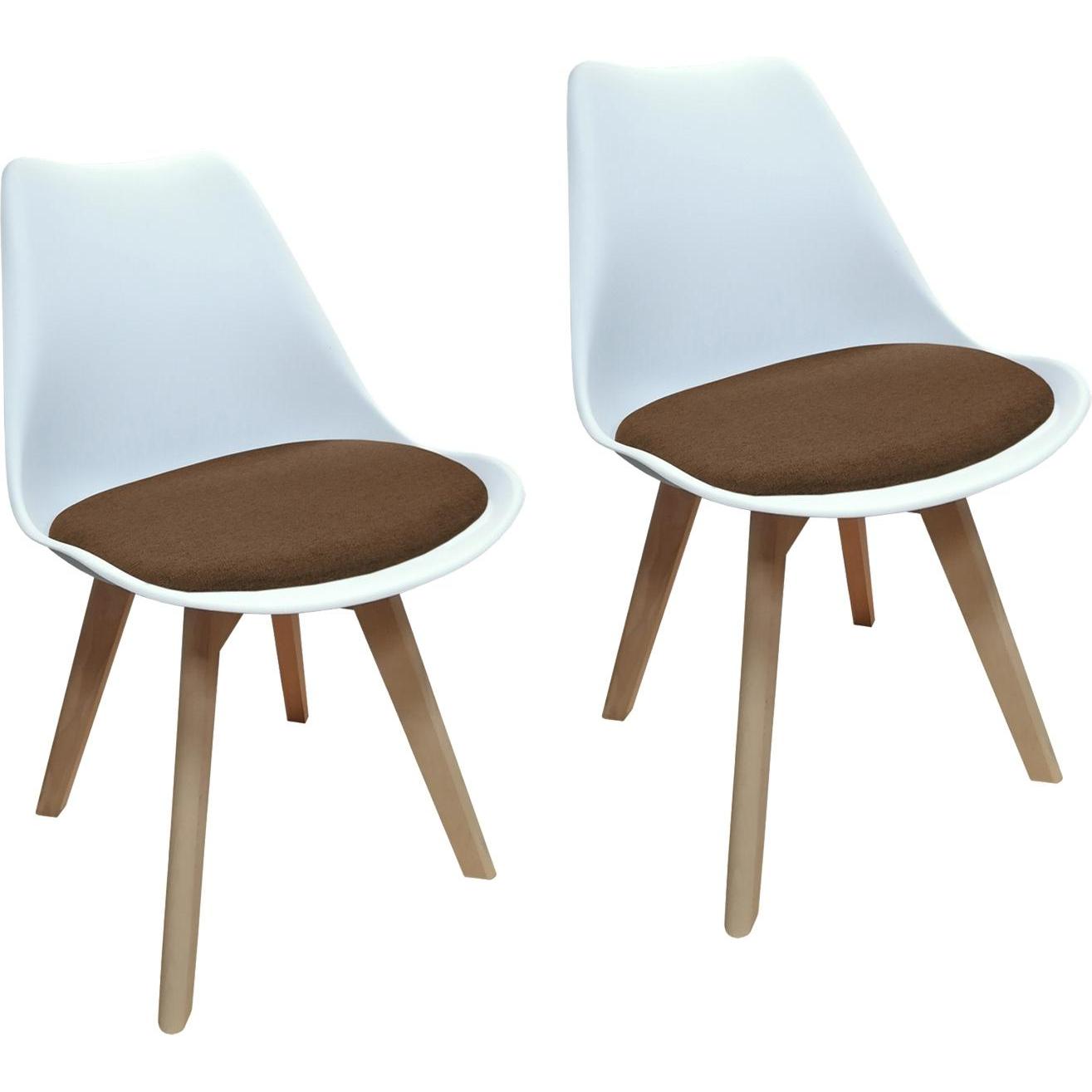 HTI-Living, Stühle, Esszimmerstuhl 2er Set Atlanta Weiss, Braun