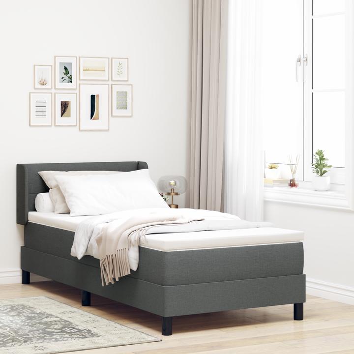 Image du produit vidaXL Boxspringbett Mit Matratze Stoff Dunkelgrau (90 x 200 cm)