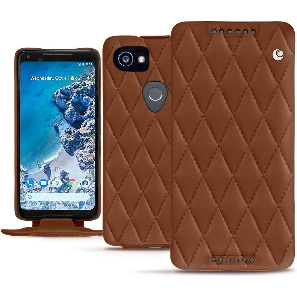 Noreve Lederschutzhülle vertikal (Google Pixel 2 XL), Smartphone Hülle, Braun