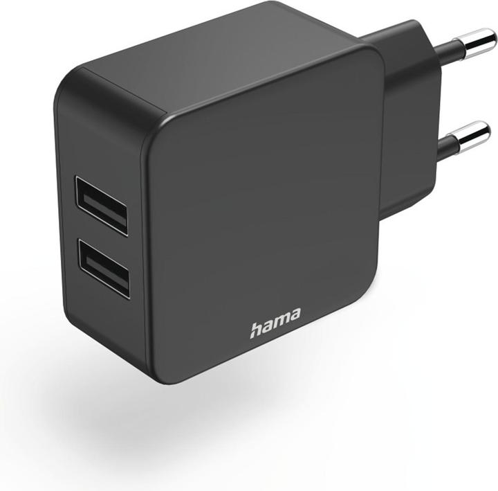 Hama Charger, 2x USB-A, 12W, Black (12 W)