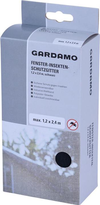Siena Garden Fliegengitter 1,2 m x 2,4 m schwarz für Fenster mit Klettband (240 x 120 cm)