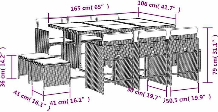 Image du produit vidaXL Garten Essgruppe (106 cm)