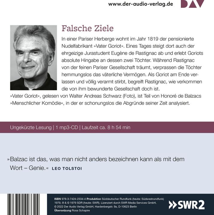 Actual product image Father Goriot (Rosa Schapire, Walter Andreas Schwarz, Honoré de Balzac, German)