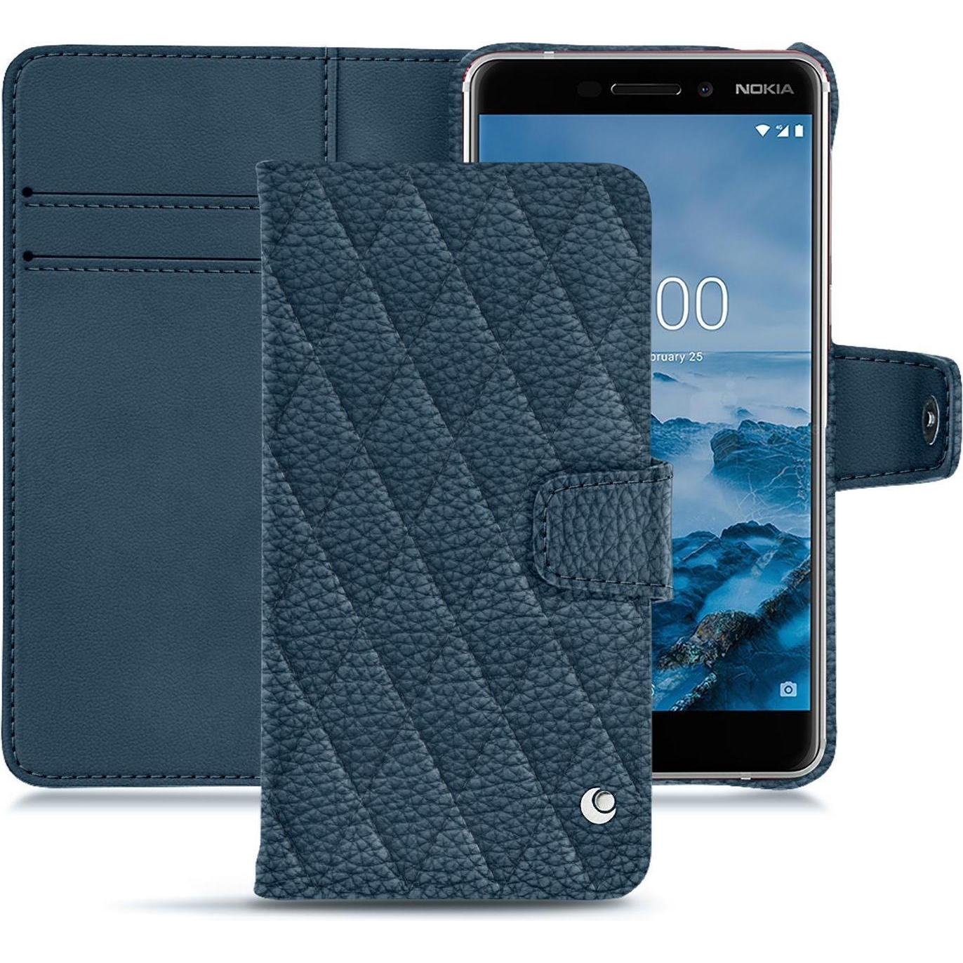 Noreve Lederschutzhülle Wallet (Nokia 6 (2018)), Smartphone Hülle, Blau