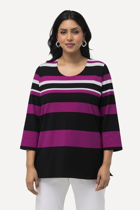 Produktbild Ulla Popken Shirt, Ringel, Rundhals, 3/4-Arm, Pima Cotton (42, 44)