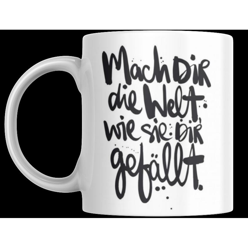 Tinisu, Tasse, Tasse mit Spruch Positive Perspektiven: "Mach dir die Welt wie sie dir gefÃ¤llt" Kaffee BÃ¼ro (325 ml, 1 ...