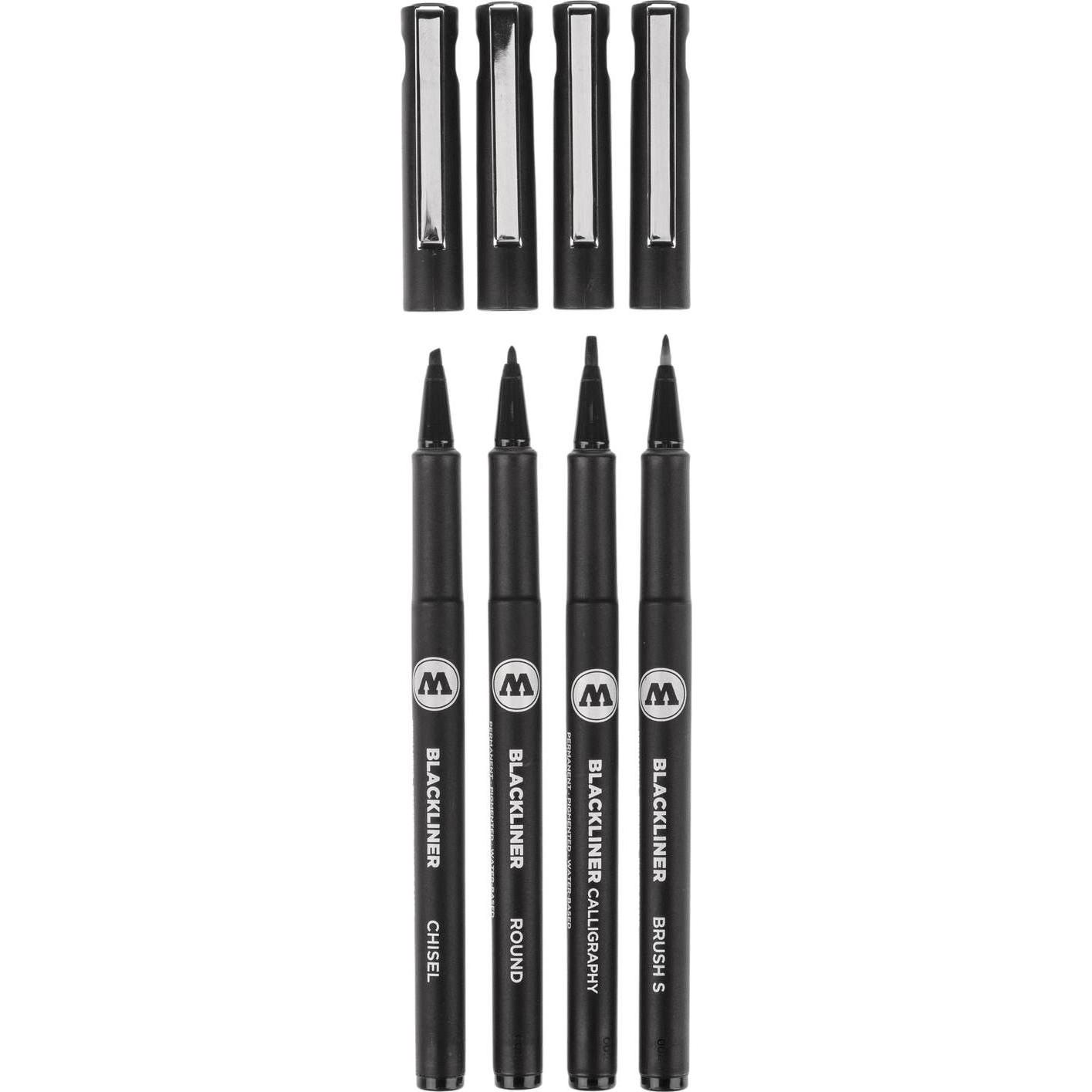 Thumbnail - Molotow, Schreibstifte, Blackliner Permanent Set 3 breit 4-teilig (Schwarz, 4 x)