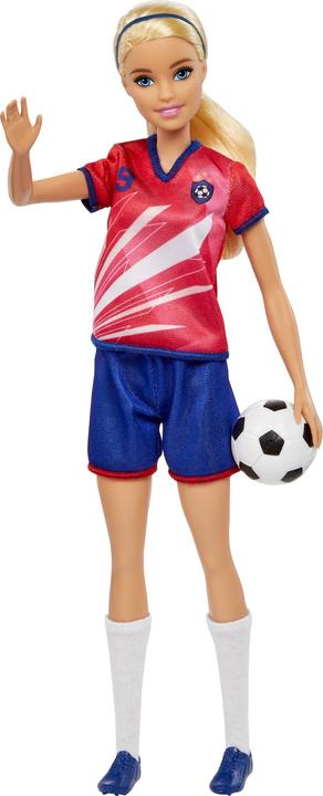 Barbie Poupée footballeur, blonde, maillot avec numéro 9, foot, crampons, chaussettes, pour enfants