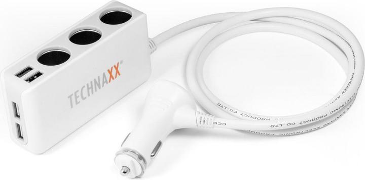 Technaxx Chargeur de voiture 4 connexions USB et distributeur 3 voies