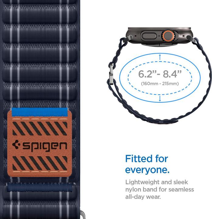 Actual product image Spigen WBF0 Apple Watch (44/45mm) / Watch 10/11 (46mm) / Ultra (49mm) Band Navy (Fabric, Nylon, Plastic)