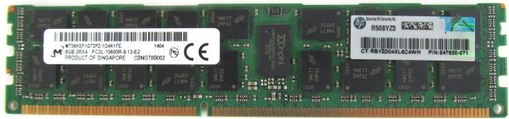 Actual product image HPE HP Memory Kit MEMORY, DDR3 8GB, 1x8GB, PC3L-10600, ECC - 647650-071 - Refurbished, for server (1 x 8GB, 1333 MHz, DDR3-RAM)