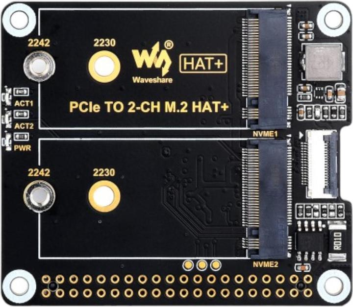 Immagine prodotto WaveShare Adattatore SSD doppio da PCIe a M.2 HAT+ per Raspberry Pi 5