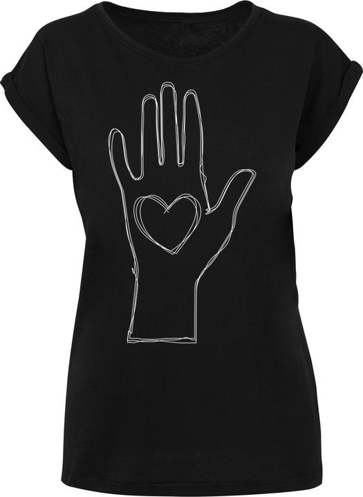 Produktbild Merchcode Ladies Peace - Scribble Hand Heart Black Extended Shoulder Tee - 161397 (S)
