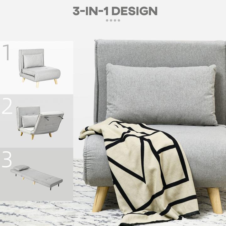 Produktbild Homcom Schlafsessel Polyester, Stahl Hellgrau