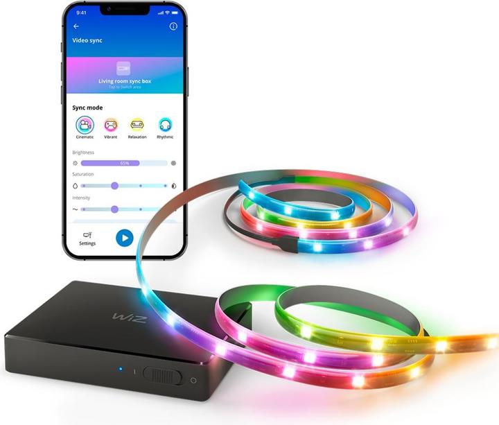 Immagine prodotto WiZ Box di sincronizzazione HDMI + Lightstrip 75 bis 85 Zoll (Multicolore, 340 cm, Interno)