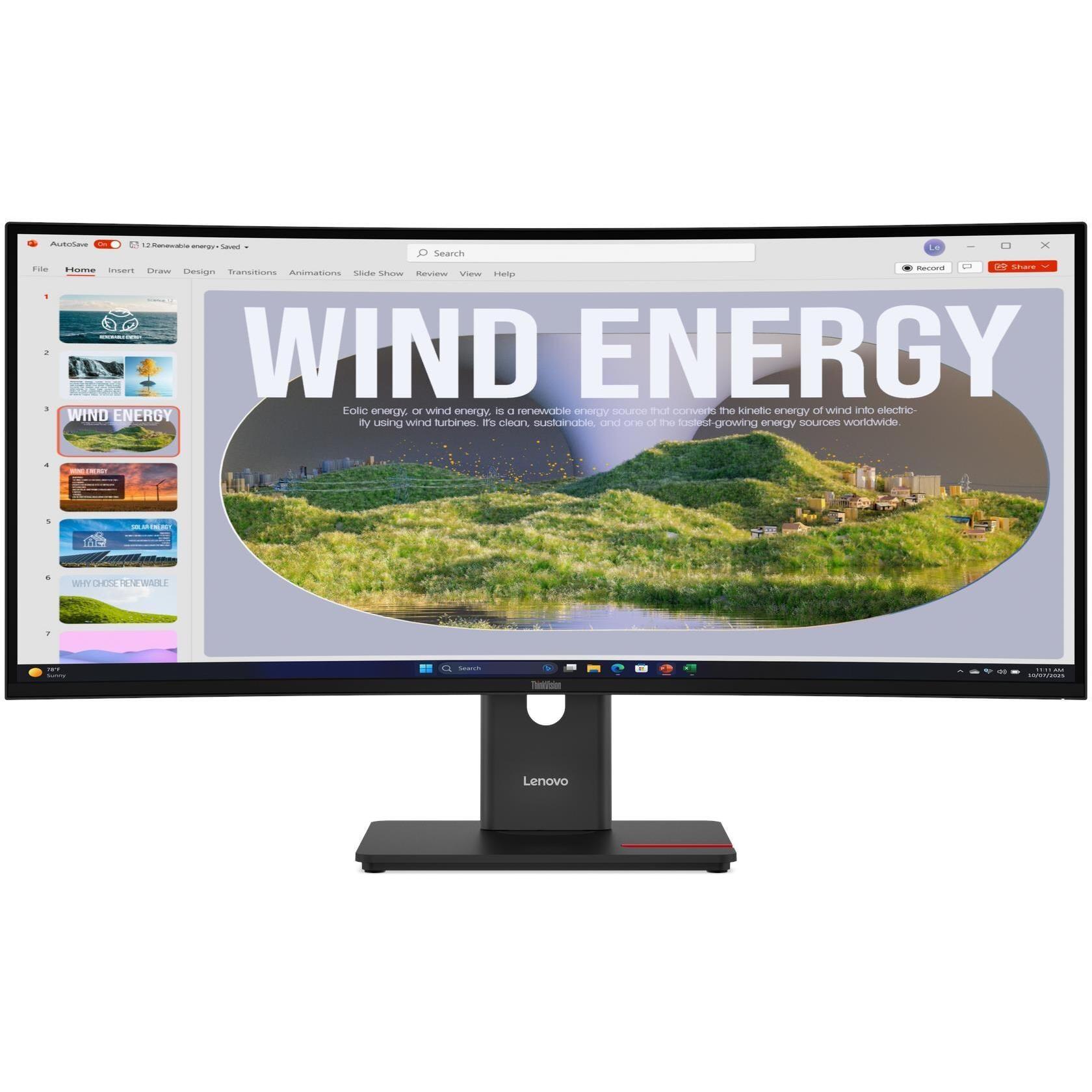 Lenovo ThinkVision T34WD-40 (3440 x 1440 Pixel, 34"), Monitor, Schwarz