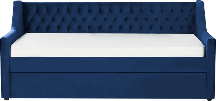 Actual product image Beliani Daybed extendable velvet fabric navy blue slatted frame 90 x 200 cm MONTARGIS (90 x 200 cm)