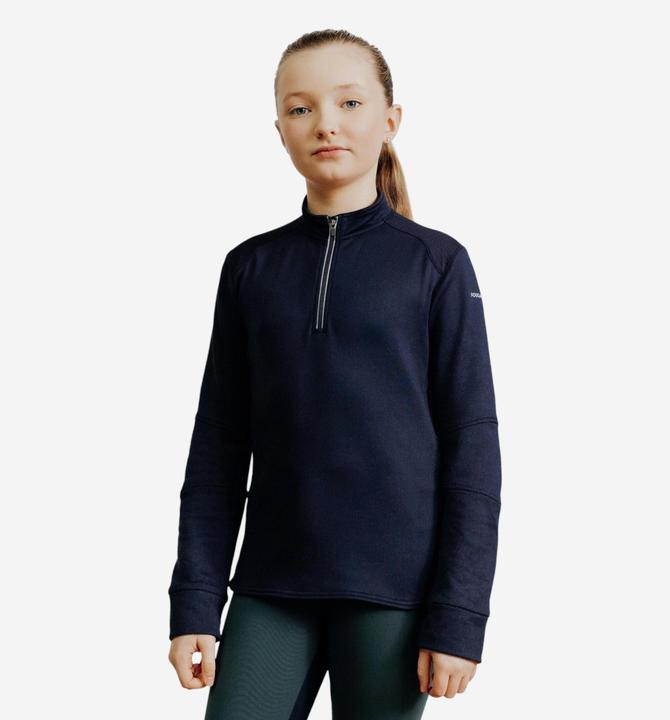 Fouganza Reit-Poloshirt 500 langarm Kinder blau