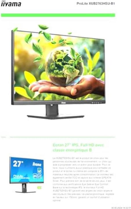 Produktbild iiyama TFT XUB2763HSU (1920 x 1080 Pixel, 27")