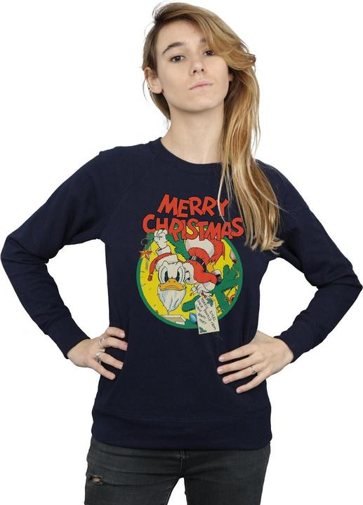 Actual product image Disney Womens/Ladies Donald Duck Merry Christmas Sweatshirt (L)