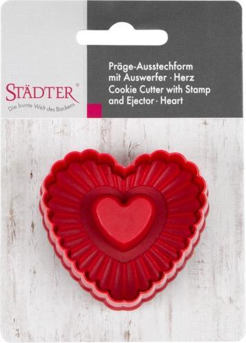 Actual product image Städter Cookie Cutter with Ejector Heart Curled