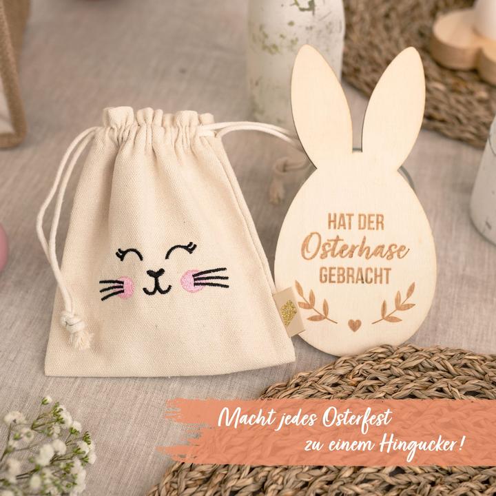 Actual product image Papierdrachen 2 Ostersäckchen Canvas mit Holzcutouts Set 01 (2x)