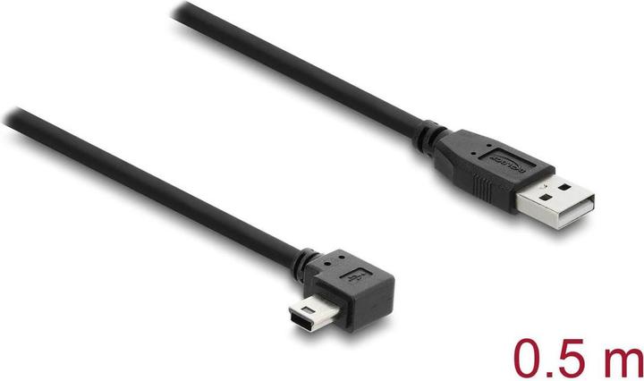 Produktbild Delock USB 2.0 Kabel Typ-A Stecker zu Typ Mini-B Stecker rechts gewinkelt 0,5m (0.50 m, USB 2.0)