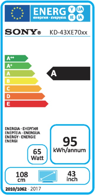 Label énergétique Sony Kd-43xe7005 (43", LCD, 4K, 2017)