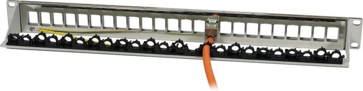 Produktbild Synergy 21 Keystone,Modulträger, 19"Patchpanel für 24xTP-Modul, 1HE(t 94mm), Lichtgrau, V4 mit Kabelklemme, Syn