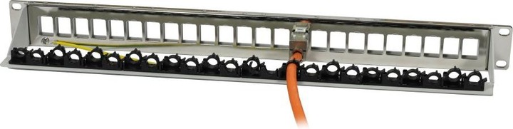 Actual product image Synergy 21 Keystone, module rack, 19" patch panel for 24xTP module, 1U(t 94mm), light grey, V4 with cable