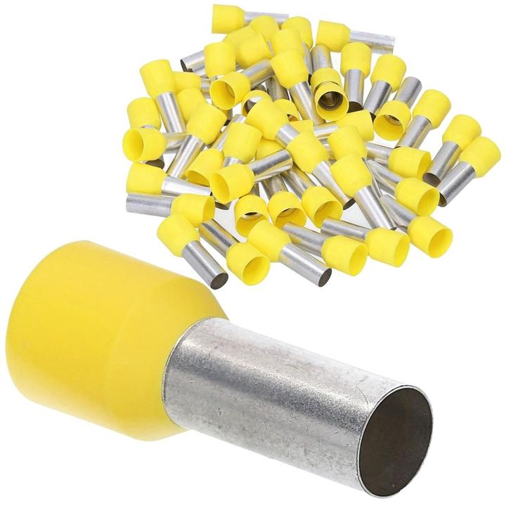 Produktbild Kalitec 50 Stück AE2518GE Aderendhülsen isoliert 25mm² 18mm lang gelb I Made in Germany I Industrieq