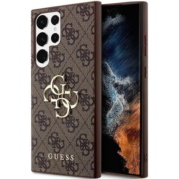 Guess 4G Metal Logo Case für Samsung Galaxy S23 Ultra - brown (Samsung Galaxy S23 Ultra), Smartphone Hülle, Braun