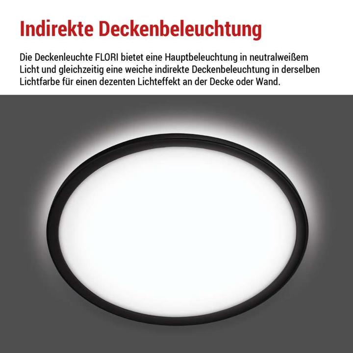 Image du produit Emos Luminaire LED apparent FLORI rond, noir, 22W, blanc neutre (2200 lm)