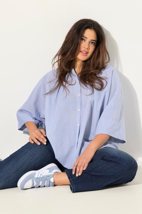 Immagine prodotto Ulla Popken Blusa dal taglio oversize con pieghe, scollo a V e maniche a pipistrello (50, 52)