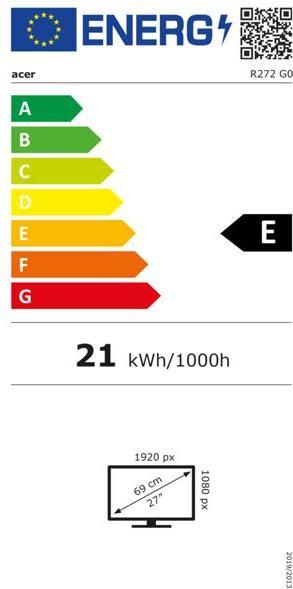 Energy Label Acer R272G0ymix 69 cm (27") TFT-Monitor mit LED-Technik dunkelgrau (1920 x 1080 pixels, 27")