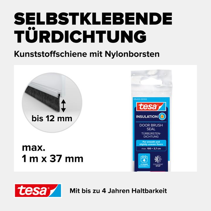 Produktbild tesa tesamoll STANDARD Türdichtschiene, selbstklebende Türdichtung für glatte Böden