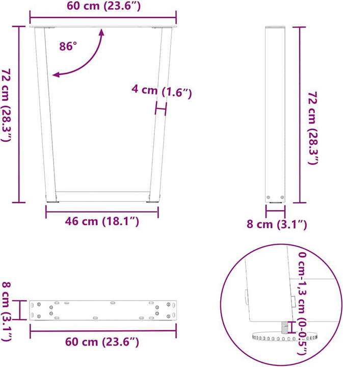 Immagine prodotto vidaXL Esstischbein