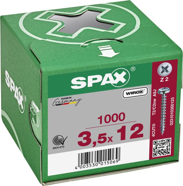 Actual product image Spax Half-Round Head Cross Recess Z2 Fully Threaded Wirox (1000 Screws per piece)