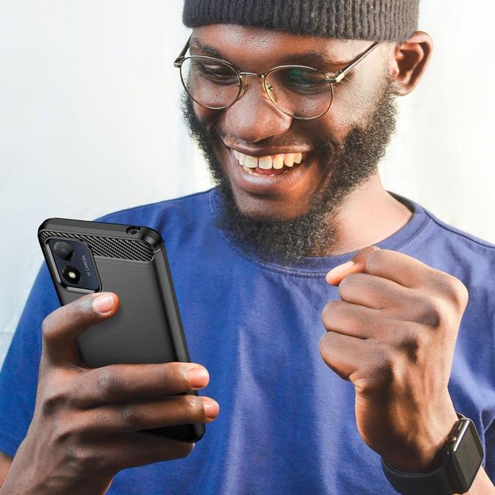 Actual product image Hurtel Carbon Case for Motorola Moto E13 flexible silicone carbon cover black (Motorola Moto E13)