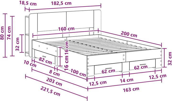 Produktbild vidaXL Bettrahmen (160 x 200 cm)